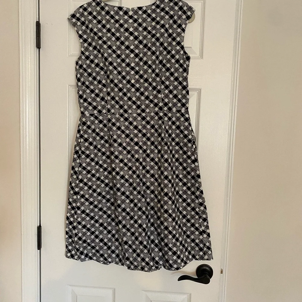 Women’s Brooks Brothers Black&White Gingham Plaid Print Cap Sleeve Dress Size 10